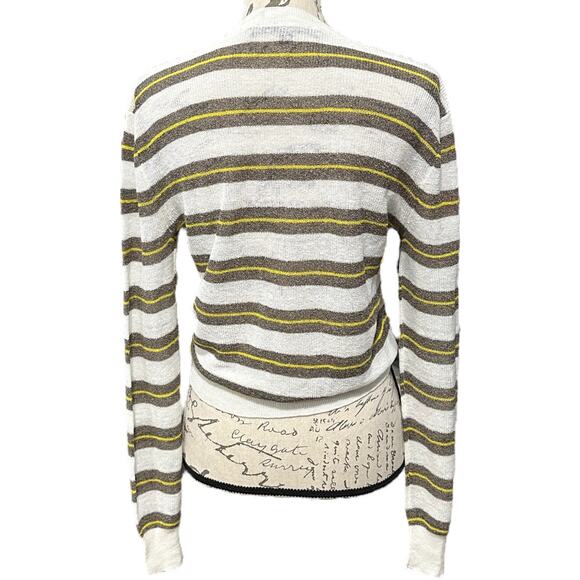 Veronica Beard Jeans Arthur Tie Hem Striped Linen Blend Sweater - Picture 3 of 8